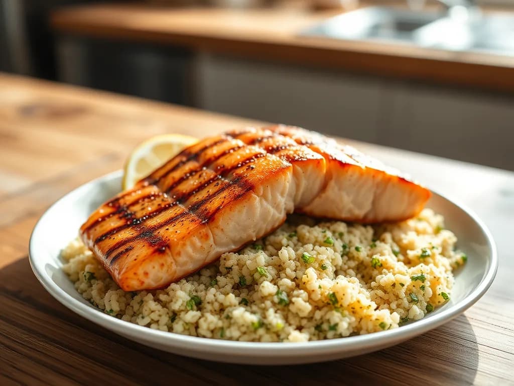 Grilled Salmon with Zesty Lemon Quinoa