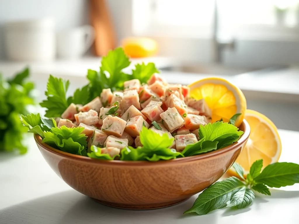 Fresh Zesty Tuna Salad Over Crispy Garden Greens