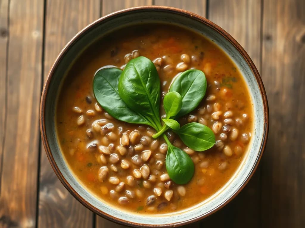 Hearty Lentil Soup with Fresh Baby Spinach