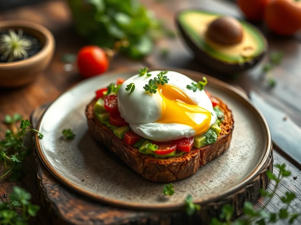 Poached Egg & Avocado Rye Toast