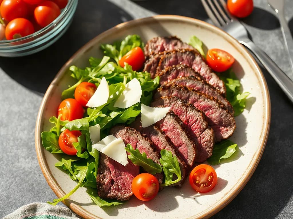 Seared Beef Tenderloin Salad with Balsamic Glaze