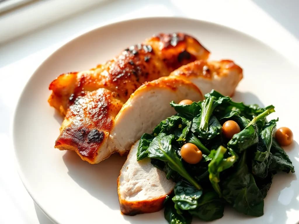 Pan-Seared Turkey Breast with Garlic-Sautéed Greens