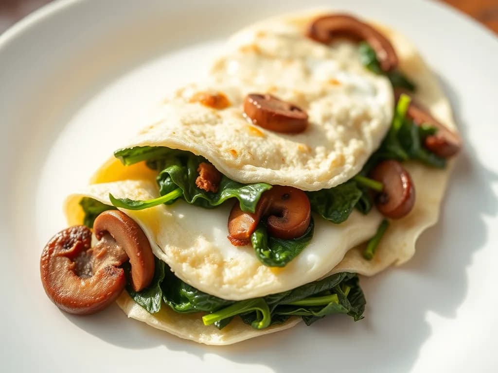 Spinach and Mushroom Egg White Omelet