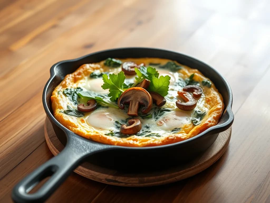 Light and Energizing Spinach and Mushroom Egg White Frittata