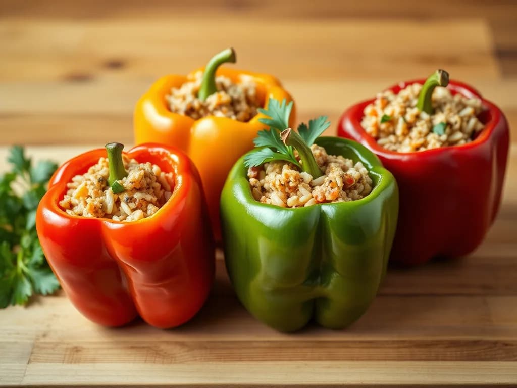 Stuffed Bell Peppers with Savory Ground Turkey