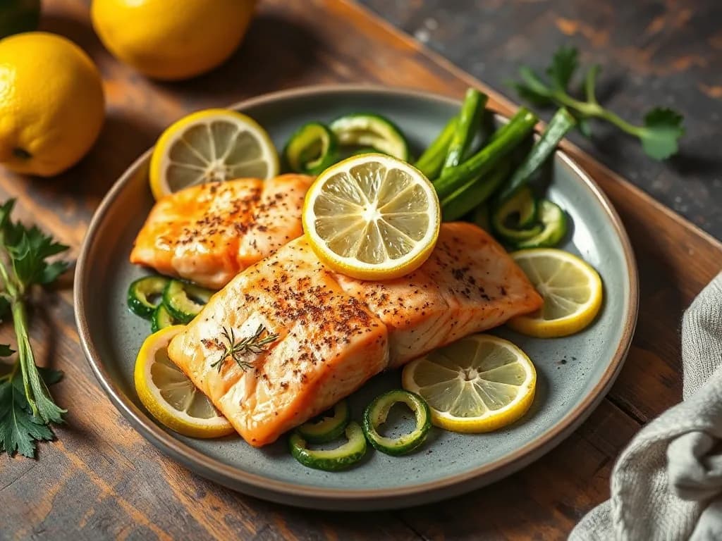 Lemon Baked Salmon with Zucchini