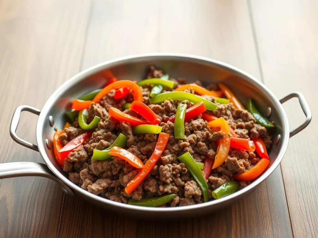 Quick Ground Beef and Pepper Stir-Fry