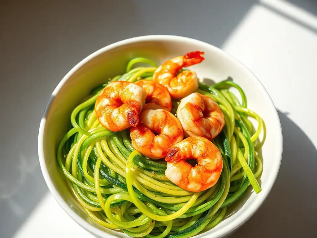 Garlic-Seared Shrimp with Zucchini Noodles