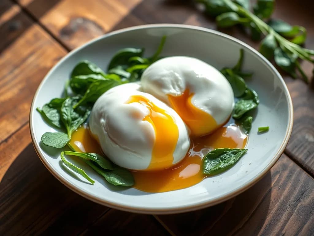 Poached Eggs on a Wilted Spinach Nest