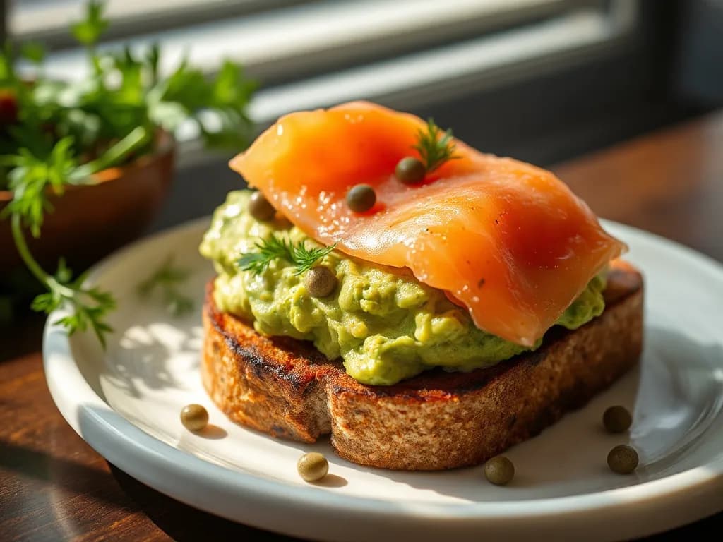 Smoked Salmon and Avocado Rye Toast