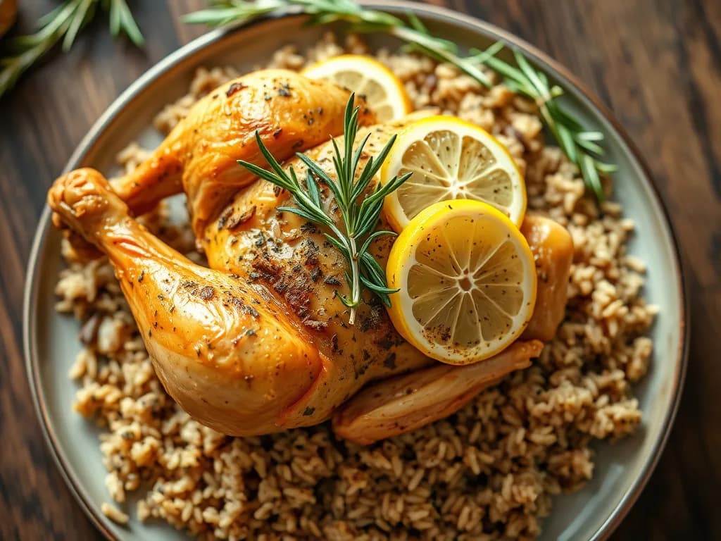Herb-Roasted Chicken with Earthy Wild Rice