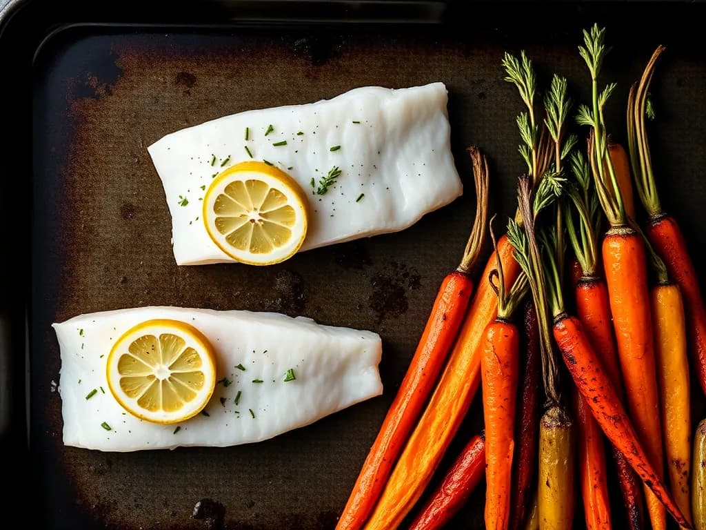 Roasted White Fish with Honey-Glazed Carrots