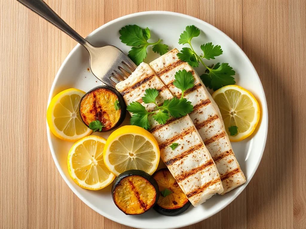 Grilled White Fish with Herb-Roasted Zucchini