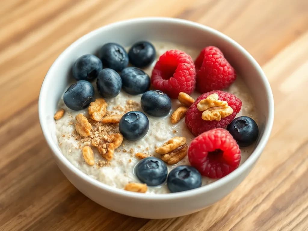 Hearty Morning Oatmeal with Flax and Fresh Berries