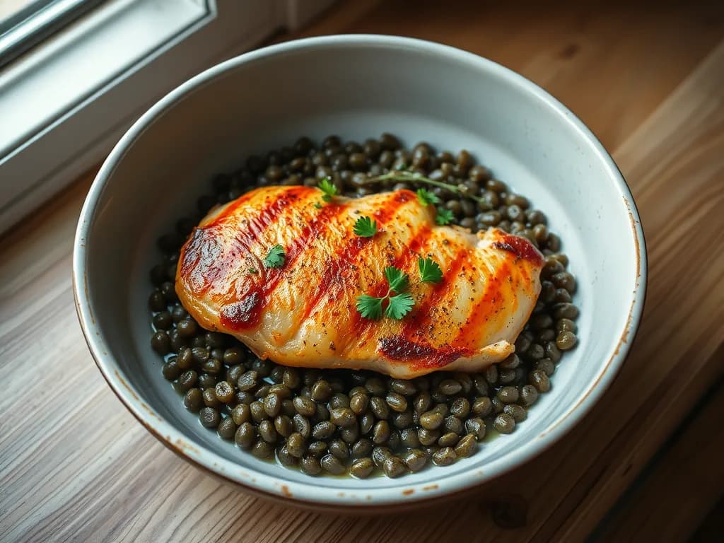 Seared Chicken Breast with Herbed French Lentils