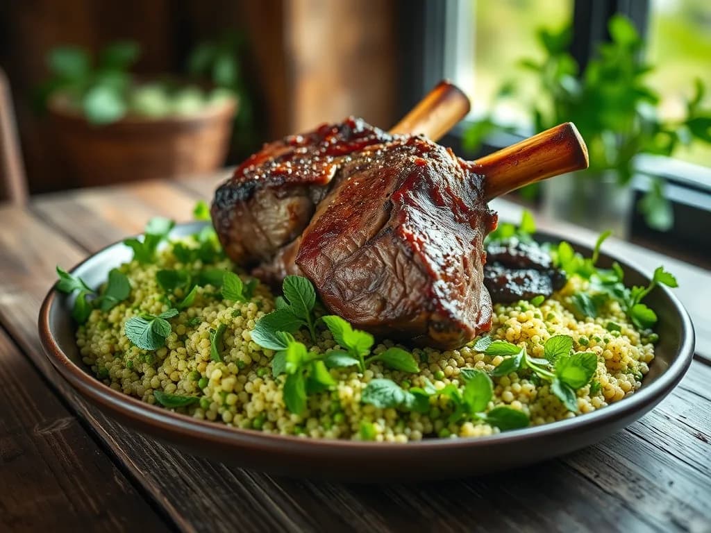 Slow-Roasted Lamb with Mint and Quinoa