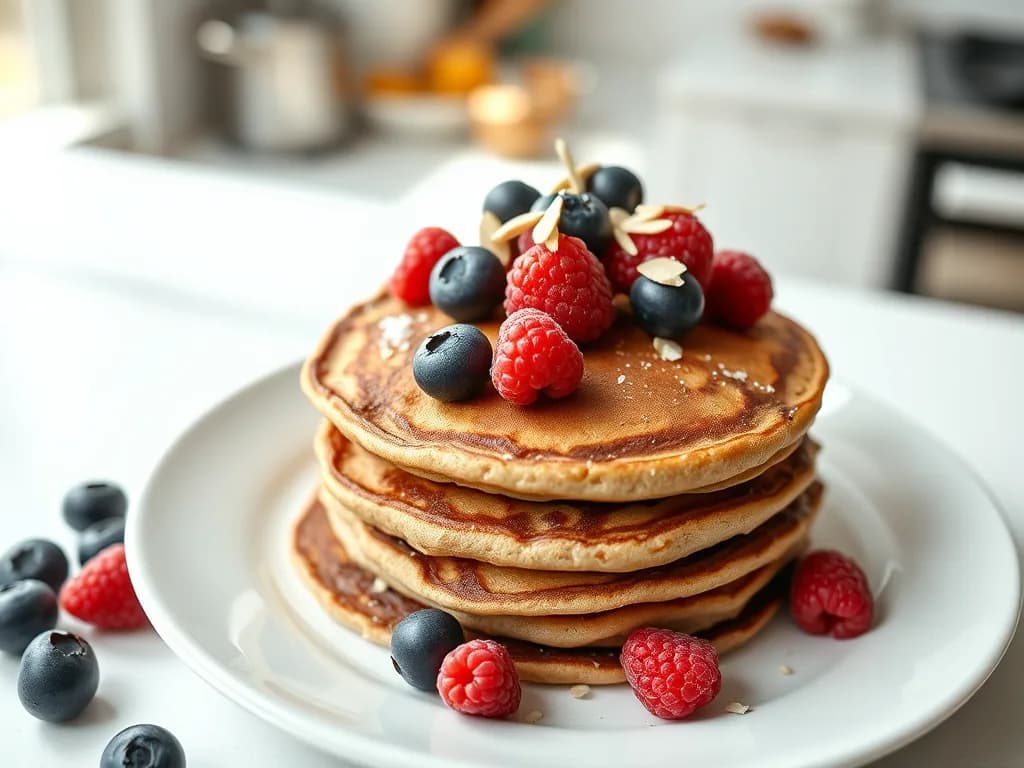 Hearty Buckwheat Pancakes with Fresh Berries