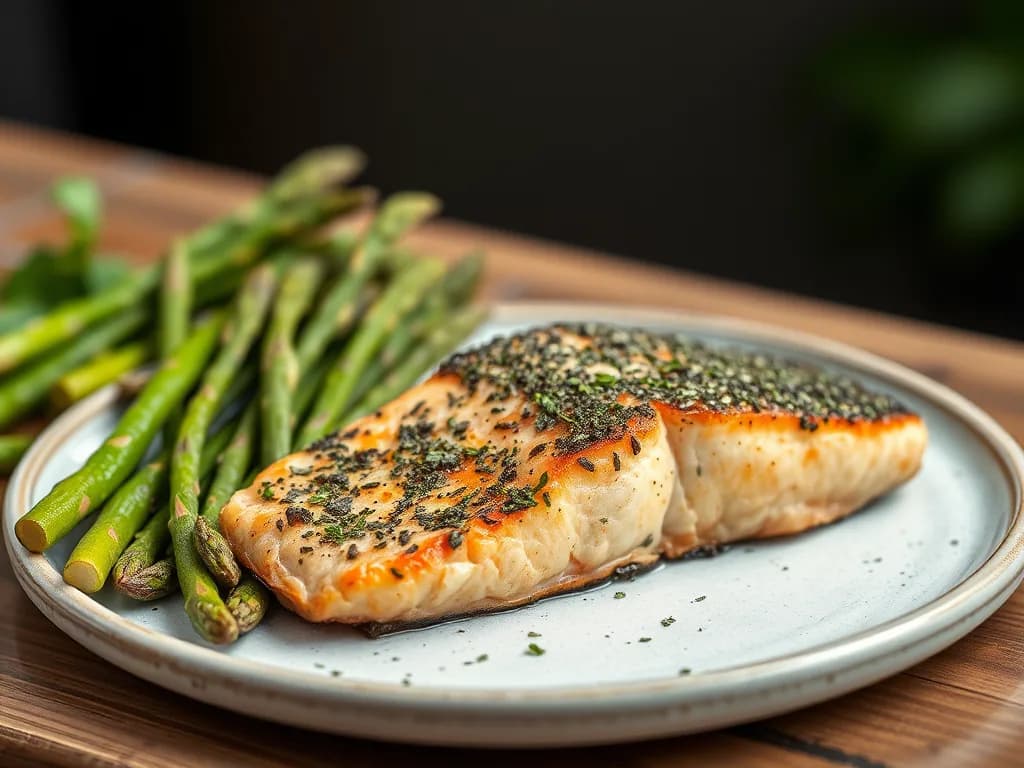 Herb-Crusted Wild Salmon with Blistered Asparagus