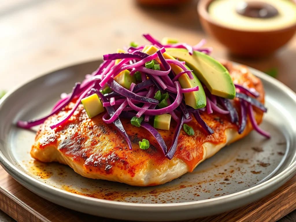 Zesty Pan-Seared Chicken with Avocado Slaw