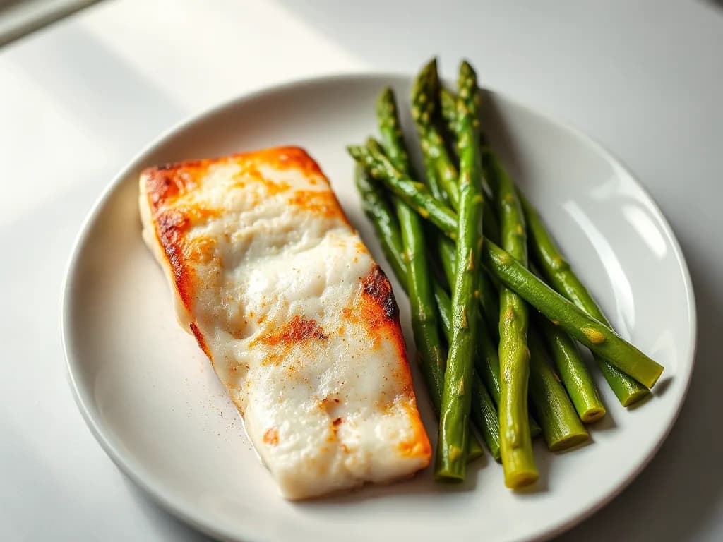 Pan-Seared Cod with Tender Steamed Asparagus