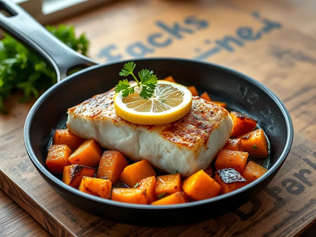 Pan-Seared Cod with Roasted Sweet Potato Medley