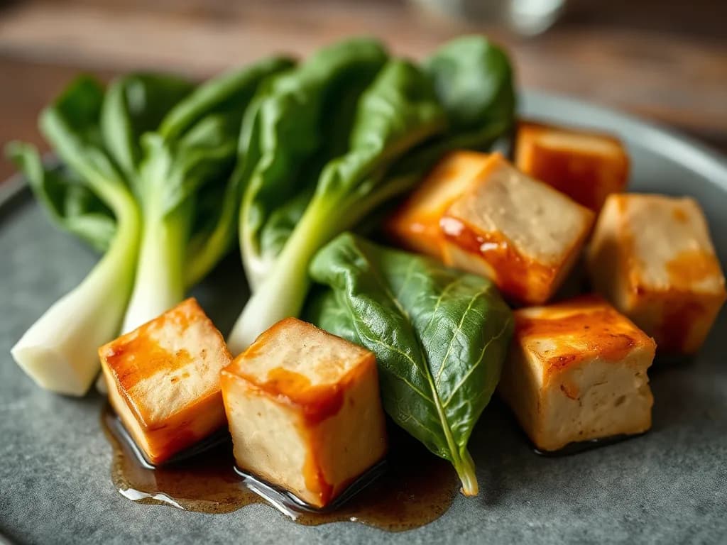 Miso-Glazed Tofu with Sautéed Greens