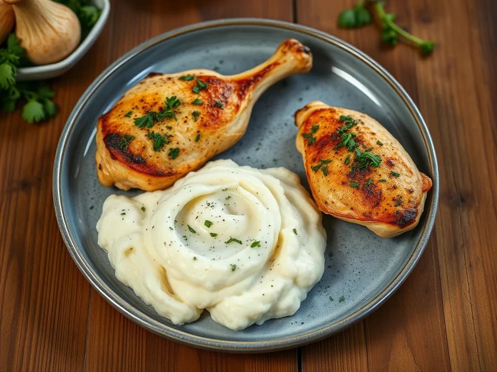 Herb-Roasted Chicken with Silky Cauliflower Mash