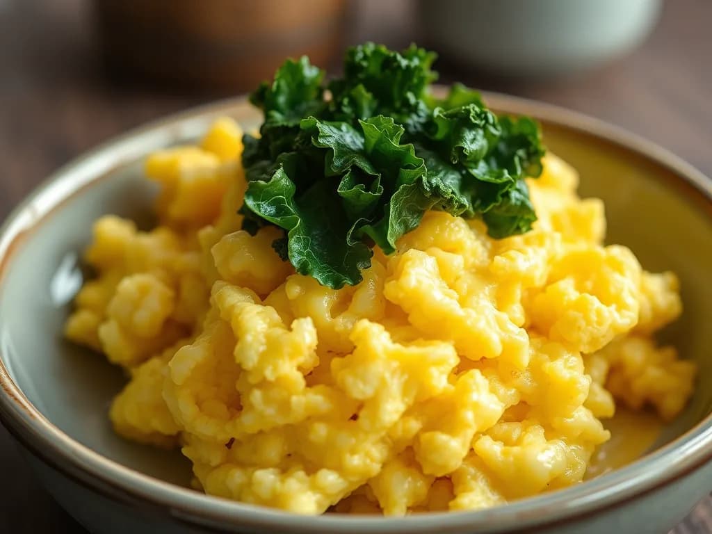 Scrambled Eggs with Wilted Kale