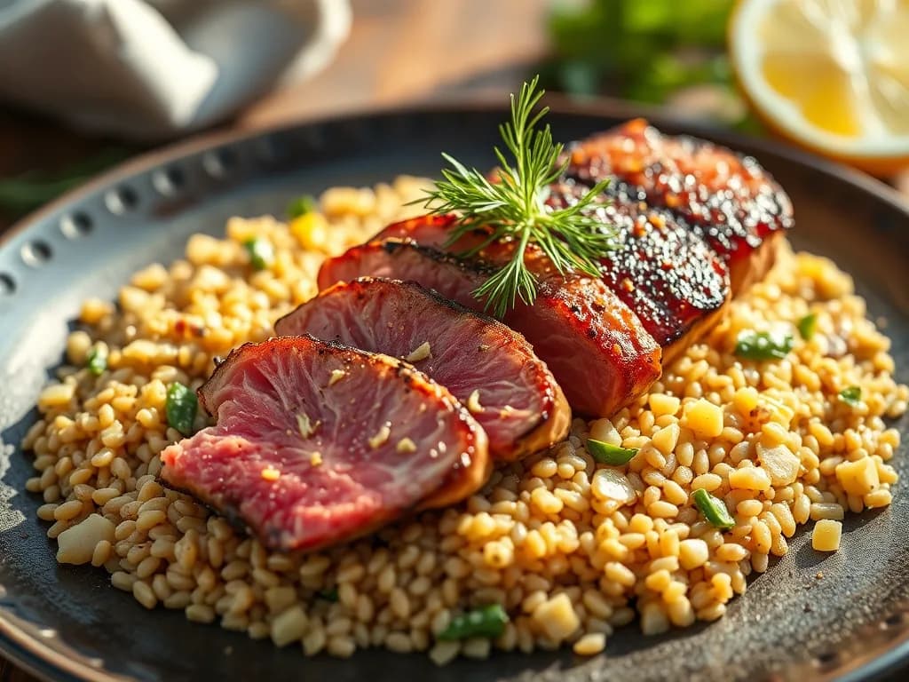 Lemon Herb Tuna with Earthy Farro