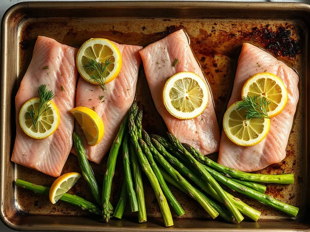 Simple Baked Trout with Lemon and Asparagus