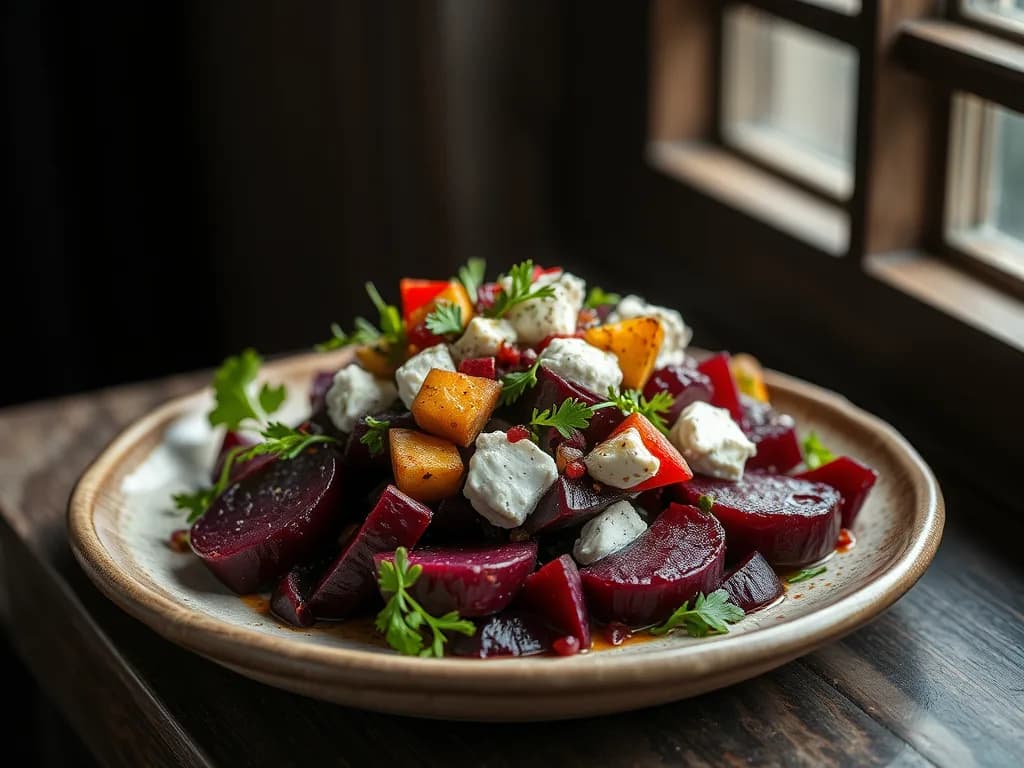 Warm Roasted Beet and Goat Cheese Salad