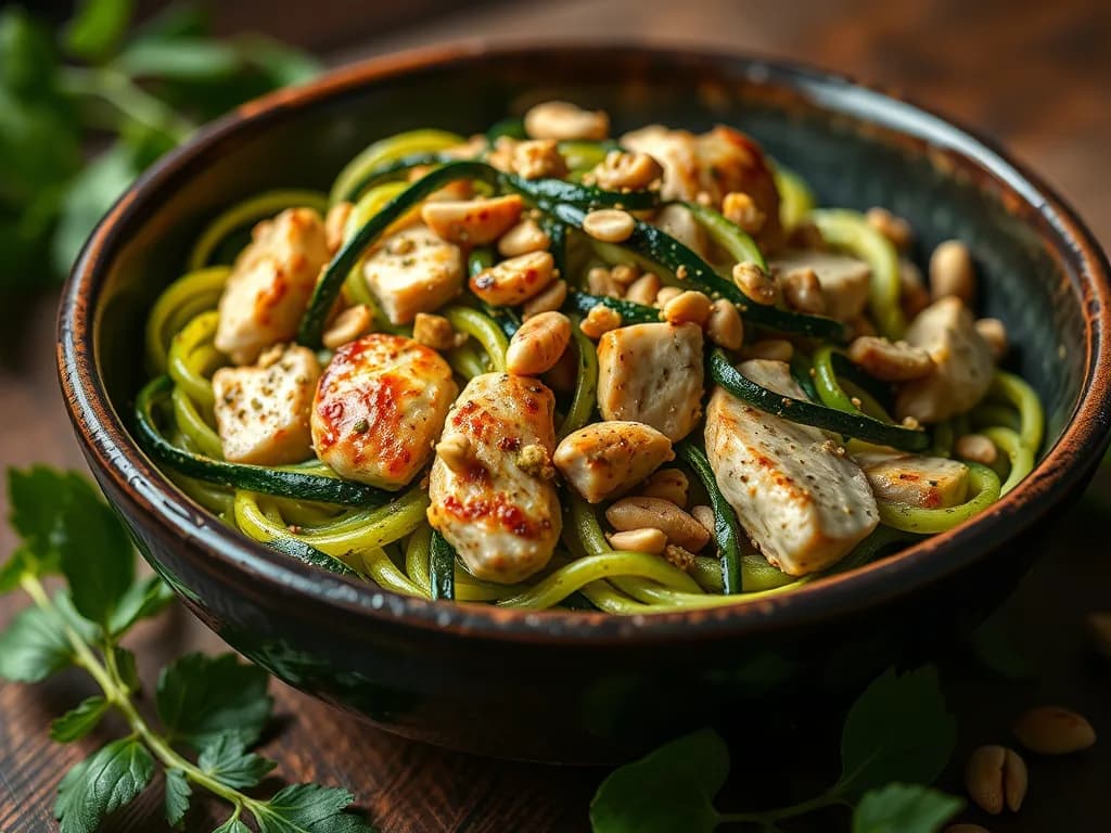 Chicken Pesto Zucchini Noodles