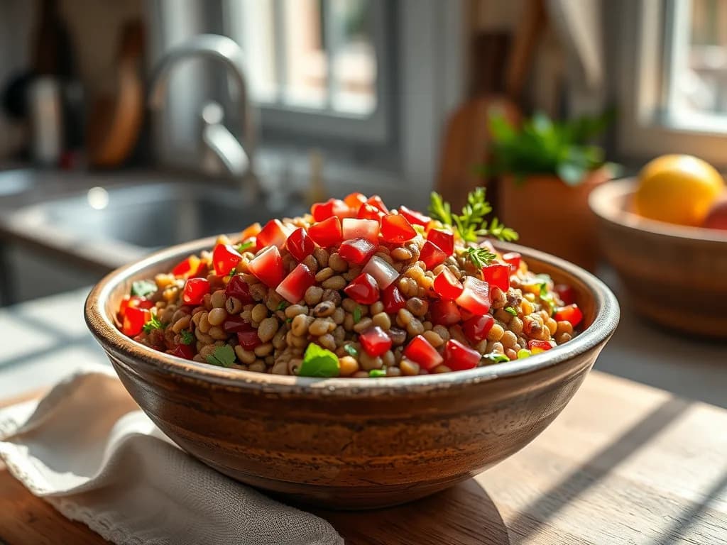 Mediterranean Lentil Salad with Lemon-Tahini Dressing