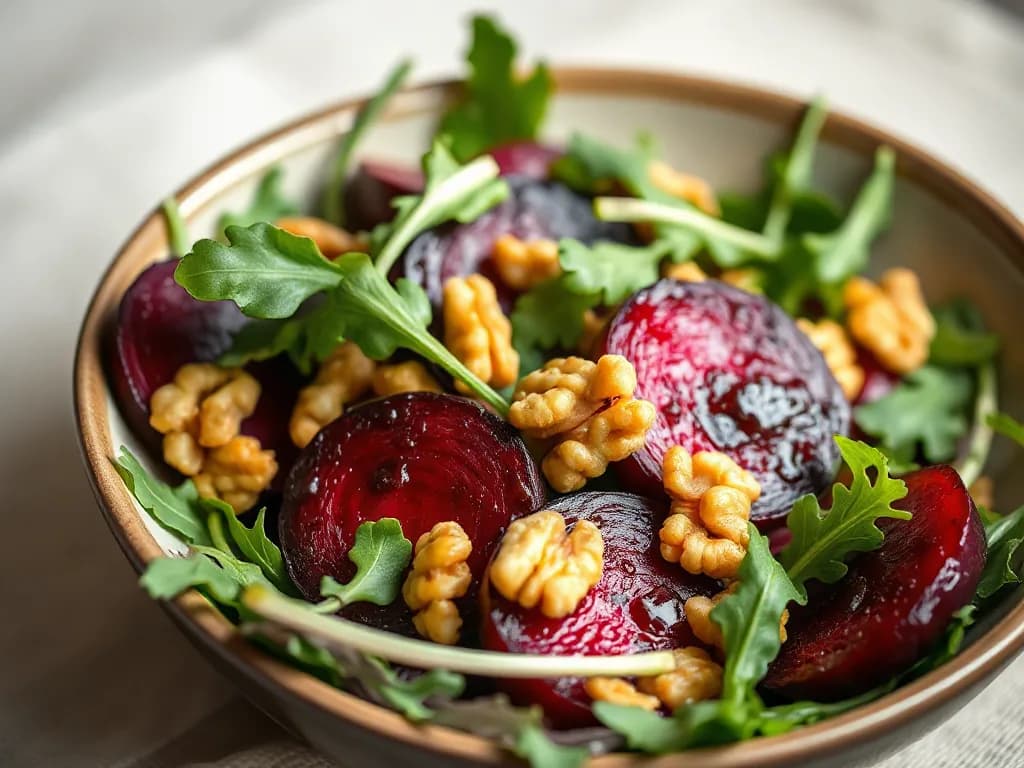 Roasted Beet and Walnut Arugula Salad