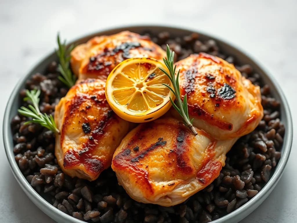 Lemon Herb-Roasted Chicken with Toasted Wild Rice
