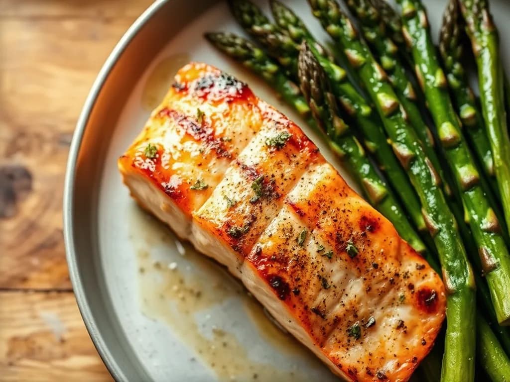 Pan-Seared Salmon with Lemon-Garlic Asparagus
