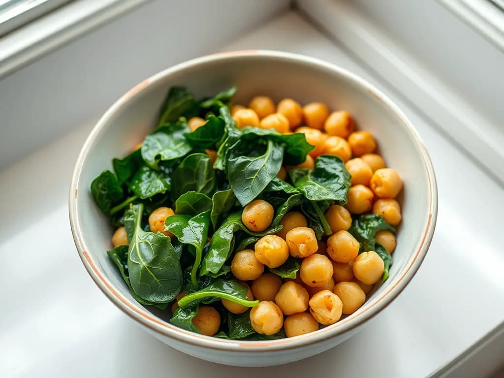Warm Chickpea and Spinach Bowl