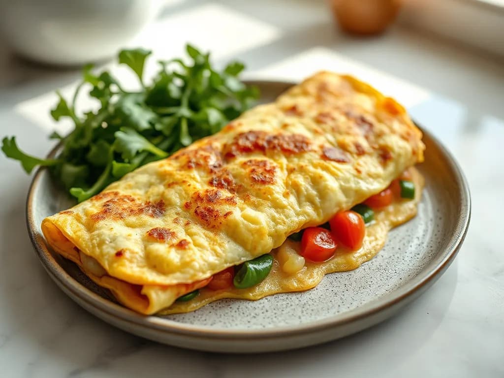 Garden-Fresh Vegetable Omelet with Lemon-Dressed Greens