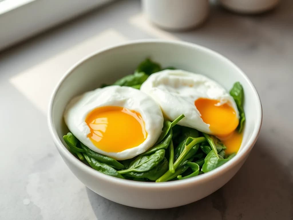 Poached Eggs on a Wilted Spinach Nest