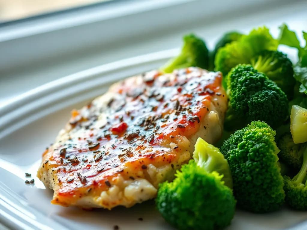 Simple Roasted Chicken with Steamed Broccoli