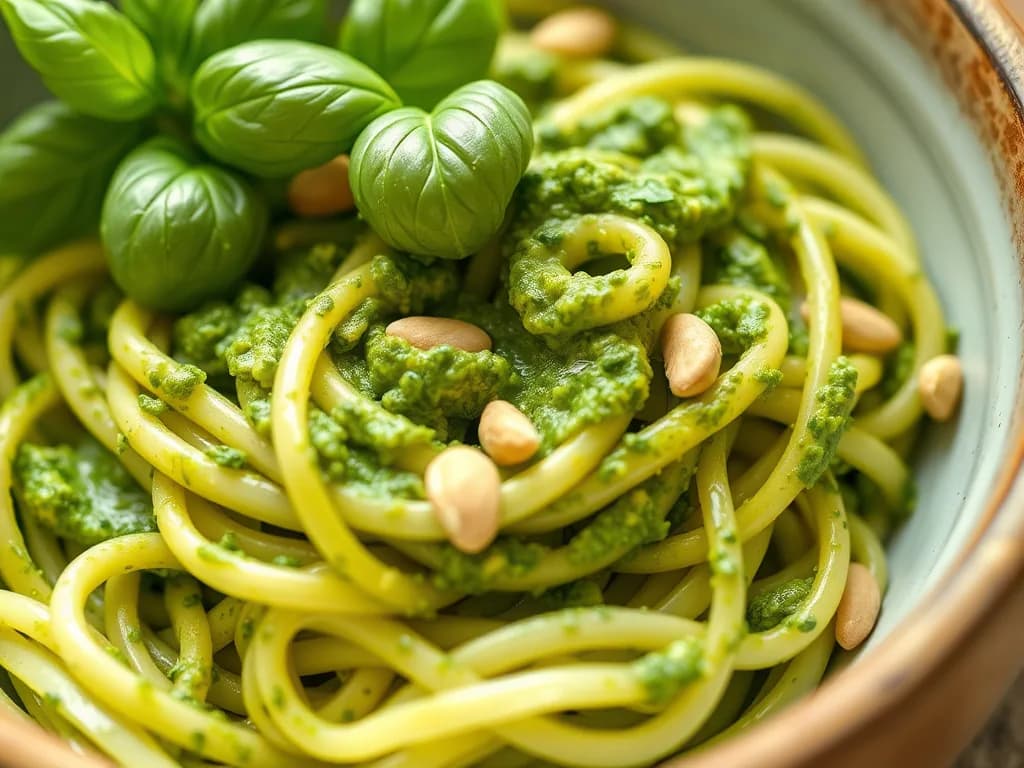 Fresh Zucchini Noodles with Creamy Avocado Pesto