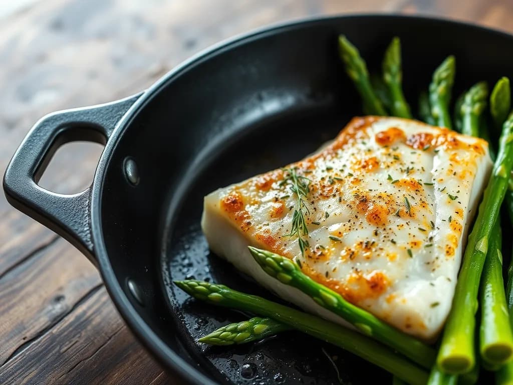 Pan-Seared Cod with Tender Asparagus