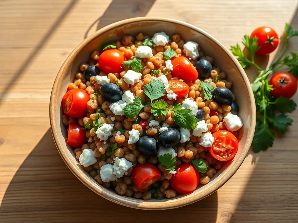 Mediterranean Lentil Salad with Creamy Feta