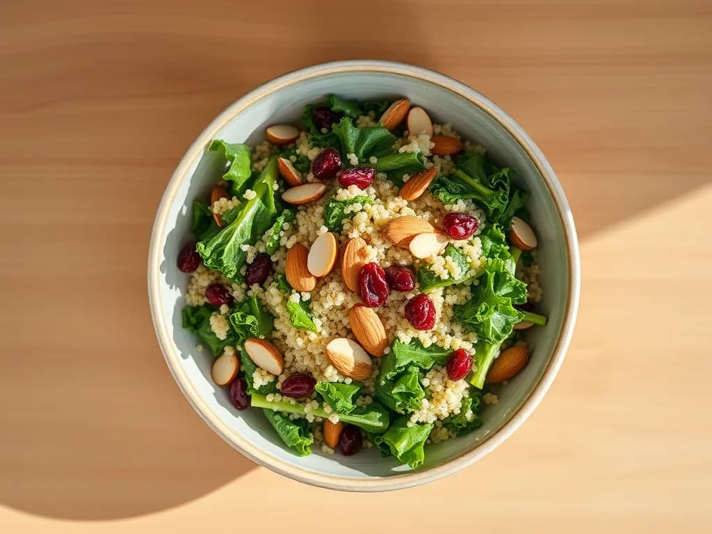 Zesty Lemon and Toasted Almond Quinoa Kale Salad