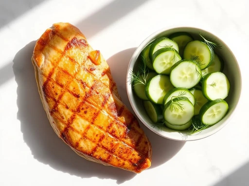 Pan-Seared Chicken Breast with Crisp Cucumber Salad