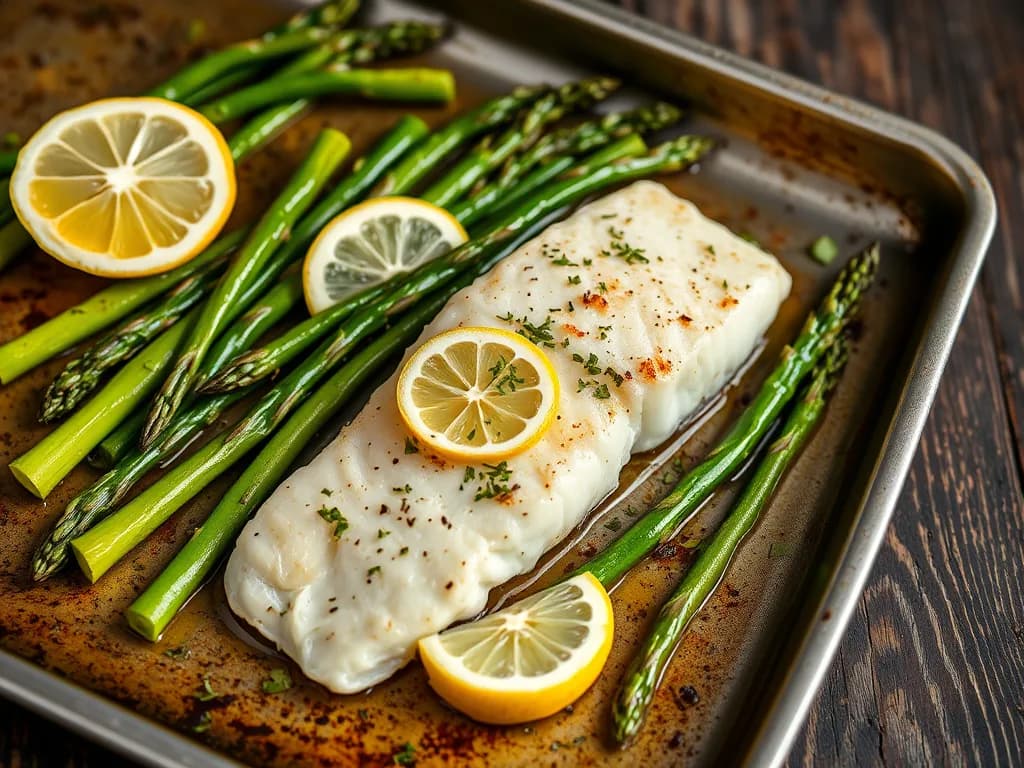 Baked Cod with Garlic Asparagus