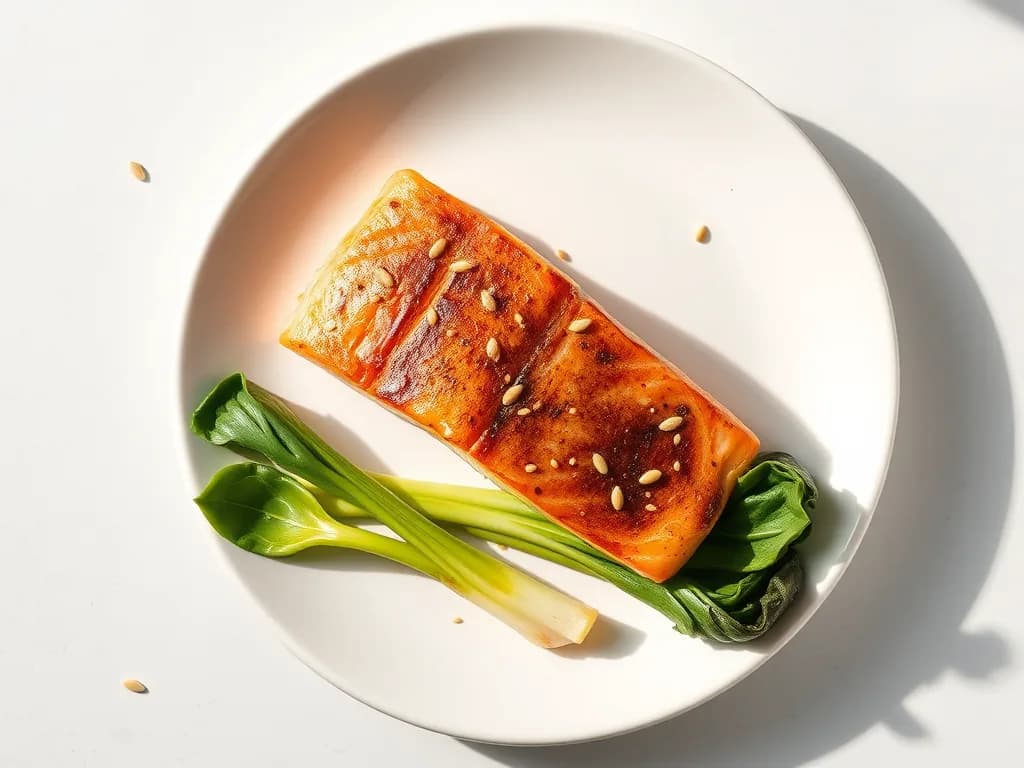 Simple Baked Salmon with Ginger-Garlic Bok Choy