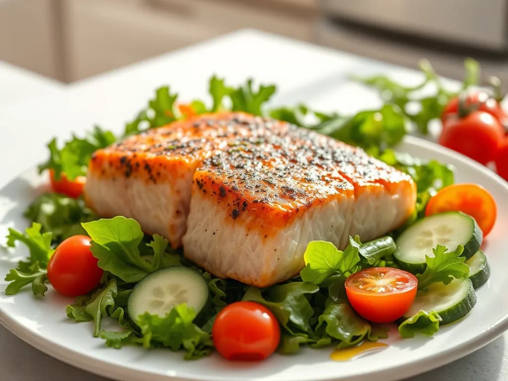 Pan-Seared Salmon Salad with Lemon-Olive Oil Vinaigrette