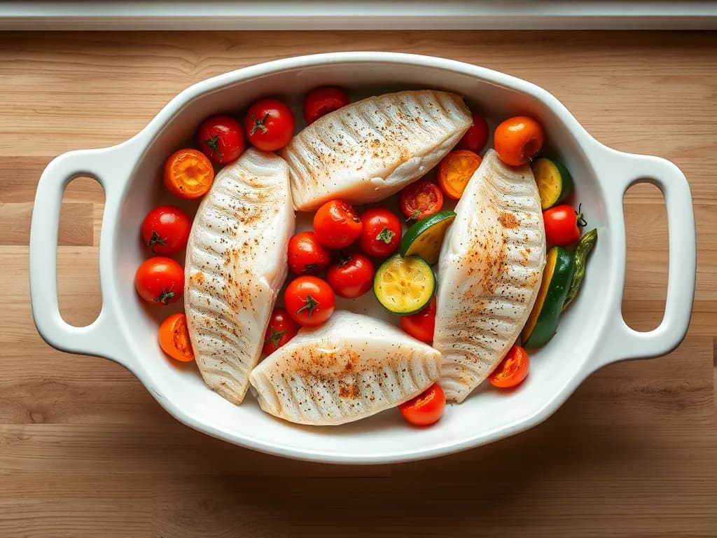 Roasted Cod with Seasonal Vegetables