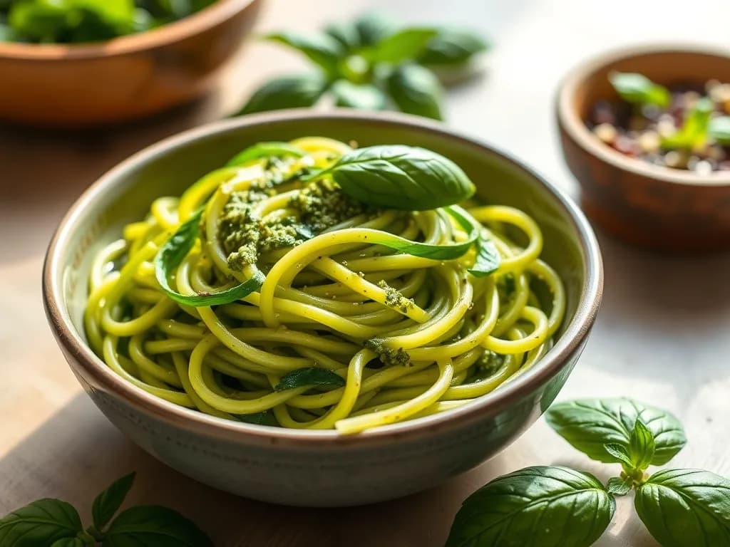 Fresh Zucchini Noodle Pesto